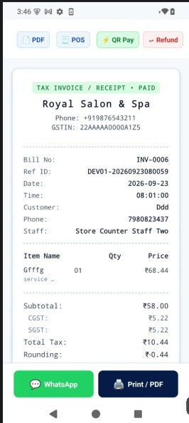 RC Billing Tax Invoice & Digital Receipt