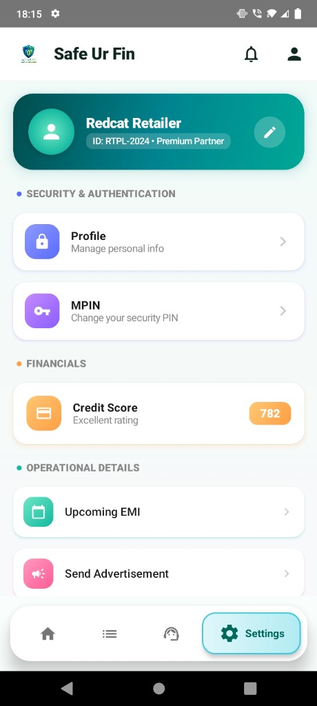 Safe uR Fin Retailer Settings & MPIN Security